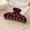 Pinza de Tiburón de Perla de Doble Cara, Pinza para el Cabello de Acetato con Patrón de Nácar de Lujo Ligero, Tamaño Grande, Sensación de Alta Gama, Pinza de Garra para la Parte Trasera de la Cabeza, Pinza Lateral para el Cabello