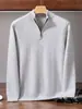 Suéter de punto grueso para hombre, color liso, cuello alto medio con cremallera, estilo pullover holgado para otoño e invierno, top básico casual de negocios