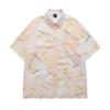 Camisa de Manga Curta com Design Jacquard de Morango Tie-Dye Retrô Americano para Homens e Mulheres 2025 Verão Nova Camisa Solta