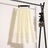 Vestido de verano para mujer talla grande para damas talla grande, estilo francés dulce de encaje calado línea A falda larga con cintura alta y dobladillo ancho