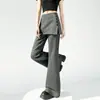 Novedad Otoño 2026 Estilo Mujer Pantalones de Pierna Ancha Acampanados Falsos de Dos Piezas Abotonados, Algodón de Aire Cintura Alta Adelgazantes Micro Acampanados