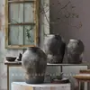 Jarrón de Cerámica Gruesa Hecho a Mano Jingdezhen Cerámica de Arcilla Antigua Imitación Estilo Retro Sala de Té Zen De Pie Olla Antigua de Cerámica
