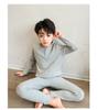 Conjunto de Ropa Interior de Algodón Acanalada para Niñas 2026, Manga Larga, Capa Base Elástica, Ropa de Casa de Color Sólido para Otoño e Invierno