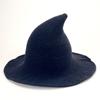Novo chapéu de bruxa de lã de cor sólida, chapéu de bruxa secundário, chapéu pontudo de malha, chapéu engraçado de Halloween