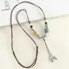 Nuevo Collar de Cerámica Tejida Hecho a Mano Estilo Chino Colgante Artístico Versátil Largo de Nicho Cadena para Suéter Colgante de Perla de Porcelana