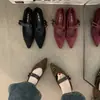 Zapatos de Mujer Mary Jane Únicos con Tacón de Cuña Color Café y Punta Fina Otoño 2026 Ante Zapatos de Abuela para el Trabajo Nocturno