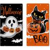 Toalla de Cocina para Halloween de Gato Negro, Fantasma, Calavera, Toalla para Platos, Estilo Granja, Temporada