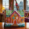 2026 Nuevo Bolso Tote Acolchado Bordado de Moda Navideño Estampado Digital Transfronterizo Bolso de Algodón Casual para el Trabajo