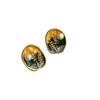 Aretes vintage de gota de aceite retro antiguo con perlas de agua dulce, aretes artísticos de pintura al óleo, aretes