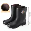 Botas de Chuva Transfronteiriças Masculinas de Cano Médio Estilo Novo Casual Masculino Solado Grosso Adulto Impermeável Sapatos de Borracha Resistentes ao Desgaste Antiderrapantes Sapatos Aquáticos