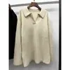 Suéter de punto acanalado de estilo casual holgado Longmei con cuello polo para mujer Otoño/Invierno 2026 Nuevo Top estilo TOT Old Money