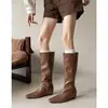 Primer encuentro: Botas Altas de Mujer Petite para Aumentar la Altura, Nueva Colección Otoño 2026, Botas de Montar Cuadradas Adelgazantes, Botas Versátiles de Caña Recta