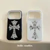 Cruz 3D con Purpurina adecuada para funda de iPhone 18promax Apple 17 Borde Redondo 16/15P Avanzado