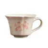 Taza de café de flor de cerezo de cerámica hecha a mano, diseño de borde con forma de flor, taza de té estilo japonés, taza de cerámica para el té de la tarde en casa