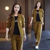 Traje Deportivo Casual para Mujer 2026 Primavera y Otoño Nuevo Estilo Elegante Chaqueta Cardigan Pantalones de Pierna Ancha Adelgazantes Conjunto de Dos Piezas