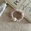 Goma para el pelo de perla rosa simple coreana para mujer, goma de pelo de alta elasticidad, cuerda duradera para coleta, banda de goma, accesorios para el pelo