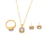 Ecológico - Conjunto de Três Peças para Comércio Exterior com Colar, Brincos, Anel de Zircônia Diamantada, Pingente Feminino, Joias para Lives de Celebridades da Internet
