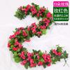 Enredadera de Rosas Artificiales, Enredadera de Flores Falsas para Decoración de Bodas, Planta de Techo, Cubierta de Tubería de Plástico, Flor Falsa de Rosa Envuelto