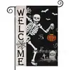 Bandera de Jardín de Halloween Más Vendida de Amazon con Estampado de Calavera Material de Lino Decoración de Fiesta Americana Bandera de Jardín