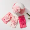 Nova Faixa de Cabeça Elástica Jacquard Europeia e Americana para Bebê Laço de Cabelo Fofo de Cor Pura Florzinha para Crianças Acessórios Finos para Bebê Quatro Estações