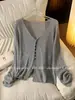 Lujo Ligero Gama Alta Lyocell Tencel Lino Material Hueco Ligero Chal Cárdigan de Verano Abrigo Corto Prendas de Punto