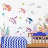 Pegatina de Pared Mundo Submarino Tortuga Marina y Fondo de Algas para Sala de Estar, Habitación Infantil, Decoración de Baño, Extraíble, Transfronteriza Mup2074