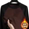 Camiseta de manga longa de veludo dupla face masculina outono e inverno estilo coreano moderna quente gola redonda pulôver camada base moderna