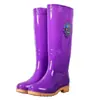 Botas de Chuva Longas Antiderrapantes Femininas, Cano Alto Confortável, Meio da Panturrilha Femininas, Sapatos de Borracha Impermeáveis com Solado de Tendão