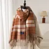 Xale Lenço de Imitação de Caxemira Doce Estilo Coreano Outono e Inverno Xadrez Unissex Quente Moda Para Comutar Lenço com Franjas