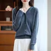 Cárdigan con capucha de punto premium transfronterizo 100% lana, sencillo y pulcro, adecuado tanto para llevar solo como en capas, ropa casual de primavera y otoño