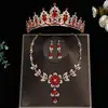 Collar y Pendientes de Aleación con Borla de Flor Gota de Agua de Venta Caliente Transfronteriza Exquisita Cadena Ligera de Lujo Conjunto de Tres Piezas de Gama Alta