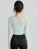 Conjunto de Yoga Falso de Dos Piezas para Mujer con Almohadillas en el Pecho Ropa Deportiva Top Entrenamiento de Pilates Manga Larga Secado Rápido Ropa para Correr Fitness