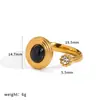 Anillo de Acero Inoxidable con Piedra Natural de Lujo Ligero de Moda para Mujer, Versátil y de Gama Alta, Anillo Abierto de Acero de Titanio que No se Desvanece