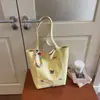 Bolso de Lona Bordado con Hongo y Cachorro de Nuevo Estilo, Gran Capacidad, Bolso Simple para Mujer, Bolso de Hombro de Moda, Bolso de Mano