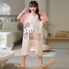 Saco de dormir de algodón para niños, pijama de una pieza de manga corta para niñas, verano fino, dibujos animados, ropa de aire acondicionado para niñas, camisón a prueba de patadas