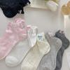 Calcetines de Estilo Japonés con Talón de Espalda y Lazo Bordado Verano Sin Costuras Transpirables Orejas Tridimensionales Calcetas Tipo Barco Tendencia Ins Calcetas de Mujer Sin Costuras