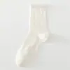 Calcetines Finos de Verano hasta la Media Pantorrilla para Mujer, Malla Blanca de Encaje Hueca Transpirable Estilo Japonés Largos JK Lolita Holgados de Algodón