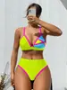 Nuevas explosiones europeas y americanas bikini sexy para mujer con abertura costuras contraste de color bragas de cintura alta Amazon al por mayor