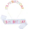 Diadema de Cumpleaños Colorida Transfronteriza para la Cumpleañera con Correa para el Hombro Set de Fiesta de Diadema con Goteo de Aceite de 2 Piezas