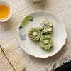 Porta-copo de cerâmica com peônia e borboleta pintados à mão, bandeja para gaiwan, pires, bandeja para chá seco, bandeja para vaso, prato de frutas, bandeja para lanches de chá