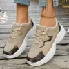 Zapatillas de malla de gran tamaño para mujer para primavera y otoño, estilo nuevo con suelas gruesas y cordones, zapatos deportivos y casuales transfronterizos, zapatos de papá para mujer, venta al por mayor