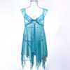 Estilo Nuevo Estilo Puro Deseo Malla Transparente Camisón con Tirantes Encaje Sexy Hueco Ropa de Dormir Erótica Conjunto de Mujer Sin Quitar 9011