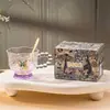 Copo de Vidro Embossado Estilo Coreano Borboleta Luxo Leve, Lembrança de Alto Valor Estético, Xícara de Café, Copo de Água, Brinde Promocional para Clientes