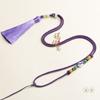 Cadena para Suéter Hecha a Mano Cuerda de Carga Alta Borla de Listón Morandi Lanyard Colgante Sólido Esmeralda Collar de Cristal de Cera de Abeja