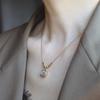 Colar Coração Azul Marinho Design de Nicho Pérola Pedra da Lua Feminino Versátil Combinação de Zircônia Joia Sem Corrente para Clavícula
