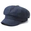 Novo chapéu jeans, estilo de rua moderno, boné de bico de pato retrô, acabamento desgastado, faz o rosto parecer menor, boina, chapéu octogonal jeans