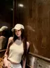 OKMASHO "Sutiao Ouni" Chaleco de Punto Corto sin Mangas Hueco Ajustado al Cuerpo de Verano para Mujer