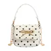Mini Bolsa de Mão Estilo Coreano para Meninas Laço Doce Elegante Bolinhas Corrente de Bebê Nova Bolsa de Acessório Infantil