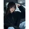 Sudadera retro estilo americano con cuello alto y media cremallera, top casual holgado de manga larga para hombre, chaqueta gris de moda para otoño