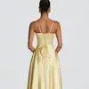 Ropa Europea y Americana para Mujer de Amazon 2026 Nuevo Estilo Elegante Escote Bajo Vestido de Tirantes de Alta Gama Ceñidor de Cintura para Mujer